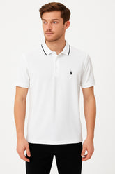 Men’s White ribbed Oversized polo Tee